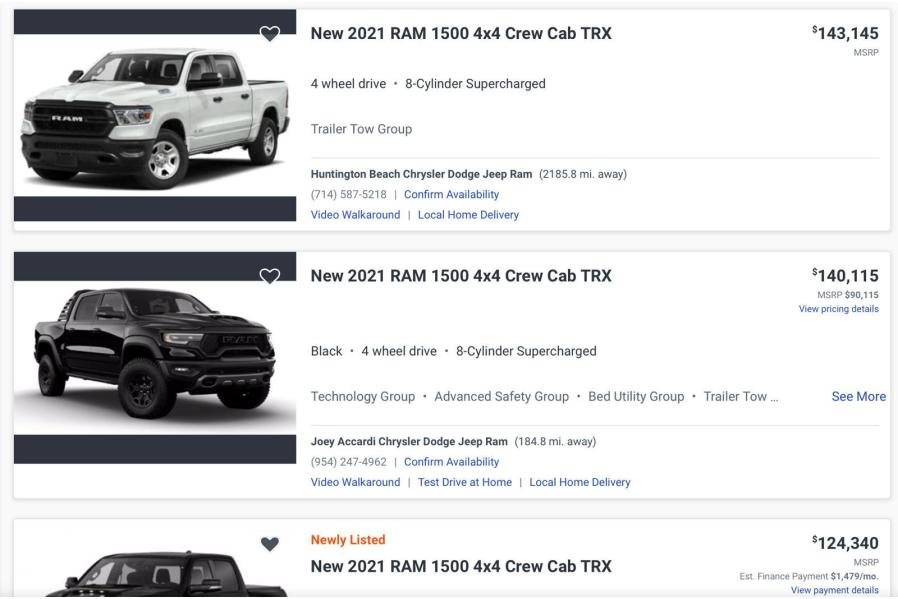  2021 Ram 1500 TRX Dealership Markups Are A Joke