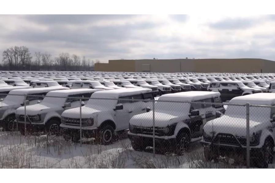 Ford Broncos piling up again in a Michigan holding lot