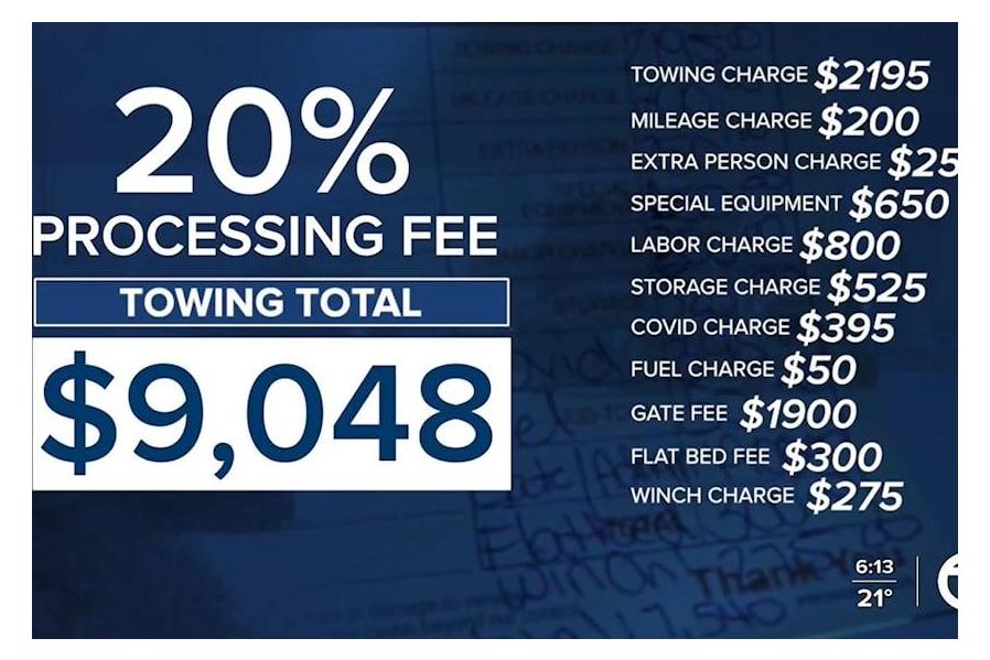 Driver Stuck In Pileup Charged $9,000 To Tow Her Car