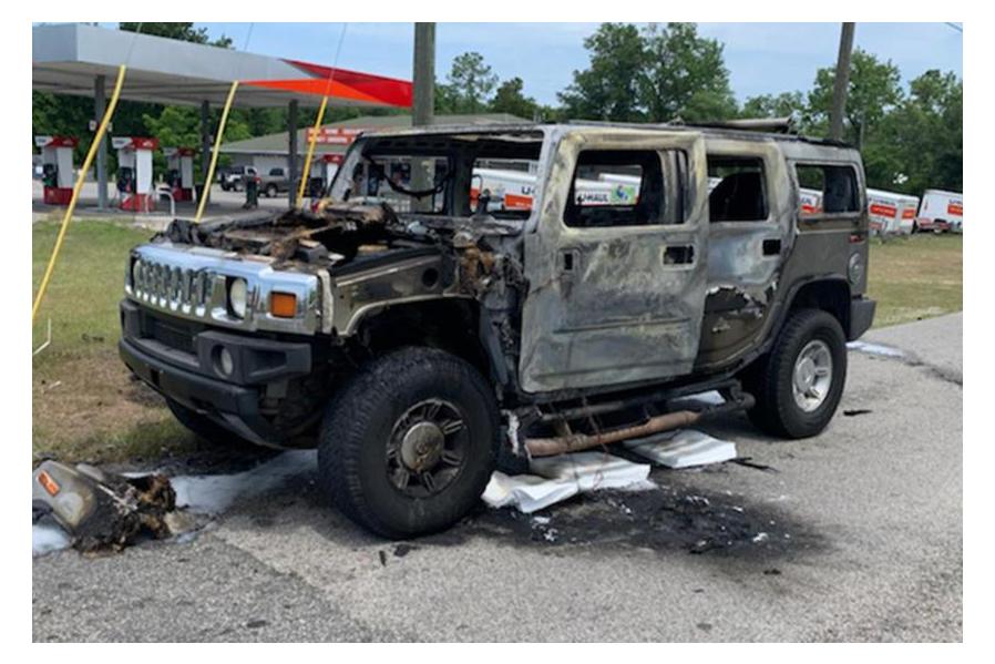 Hummer H2 Bursts Into Flames Carrying Four Cans Of Gas