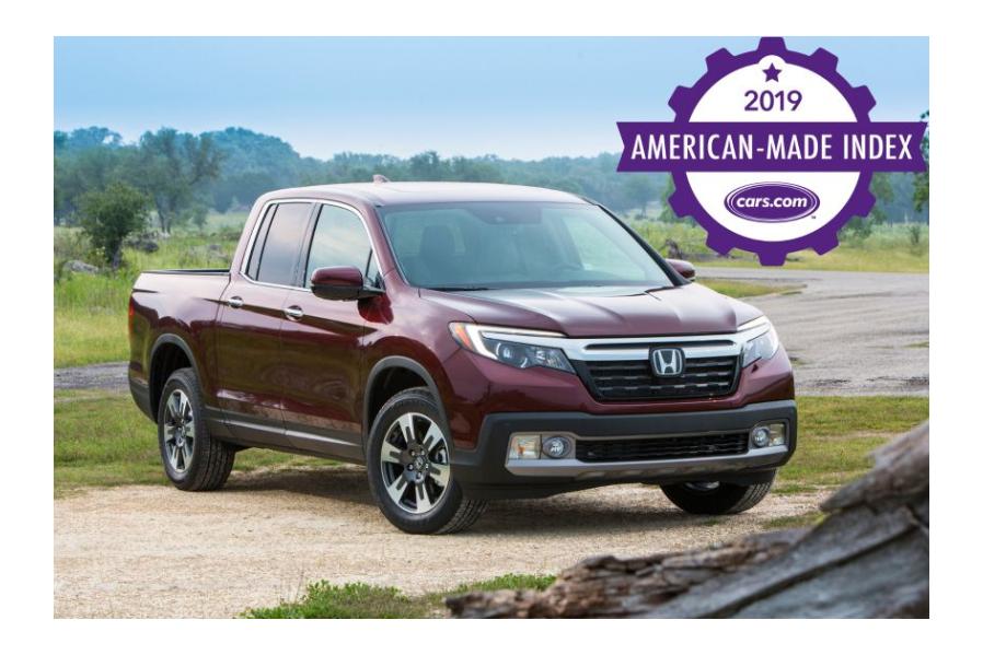 2019 Honda Ridgeline Is Cars.com's Most American-Made Truck