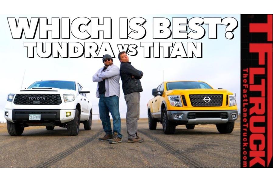 2019 Toyota Tundra TRD Pro vs Nissan Titan PRO-4X: Drag Race & Ramp Suspension Flex Comparison (Video)