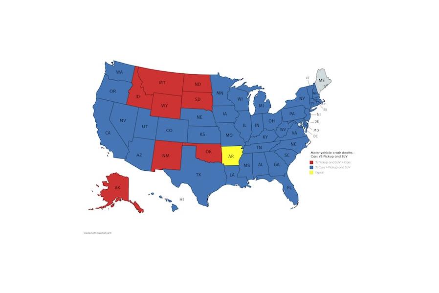 What States Are Most Dangerous for Driving Pickups and SUVs?