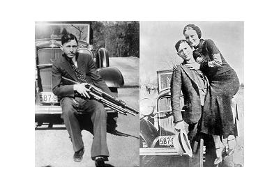 Outlaws Bonnie and Clyde shot to death in stolen Ford  V-8- May 23, 1934